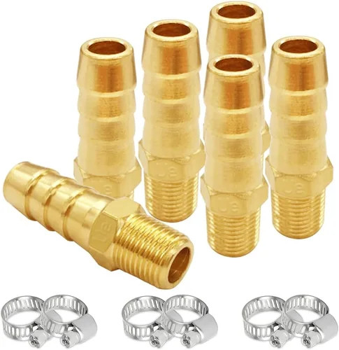 Vista 14 de Uenede 6 accesorios de púas de manguera de latón de 1/2 pulgada NPT macho a 1/2 pulgadas, conector adaptador de púas incluye 6 abrazaderas de acero