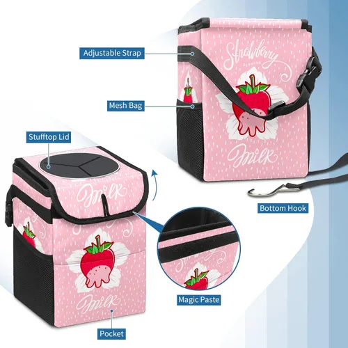 Vista 5 de Bote de basura plegable reutilizable e impermeable con tapa, cubo de basura automotriz, organizador interior del automóvil