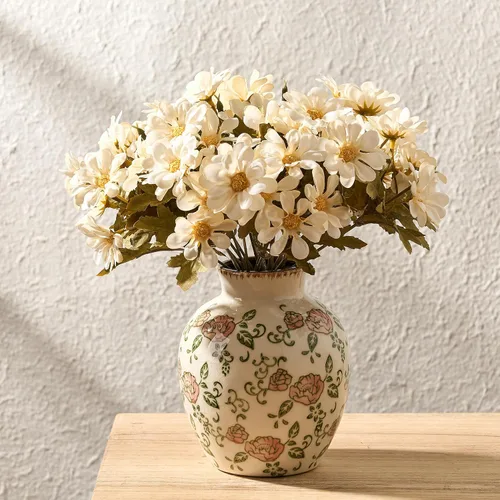 Vista 28 de SIDUCAL Florero decorativo de cerámica Florero rústico de 7.48 pulgadas para decoración del hogar, mesa, sala de estar, baño, escritorio de café