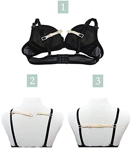 Vista 6 de Thsinde Bra Strap Clips, 12 Bra Clips and Bra Straps Holder Womens Black,White,Beige for Full Cup