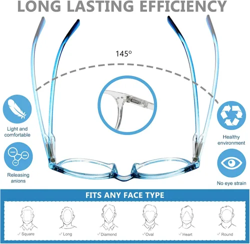 Vista 5 de Yogo Vision Reading Glasses for Women Men Blue Light Blocking Reading Glasses Round Readers