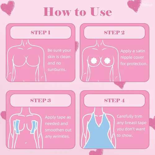 Vista 5 de Kit de cinta adhesiva para senos - Cinta adhesiva transpirable para levantamiento de senos con pétalos y cubiertas, cinta adhesiva transpirable