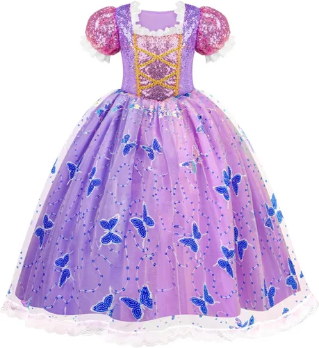 Vista 6 de Meland - Vestidos de princesa para niñas, disfraces de princesa luminosos para niñas, disfraces de Halloween para niñas de 3 a 8 años