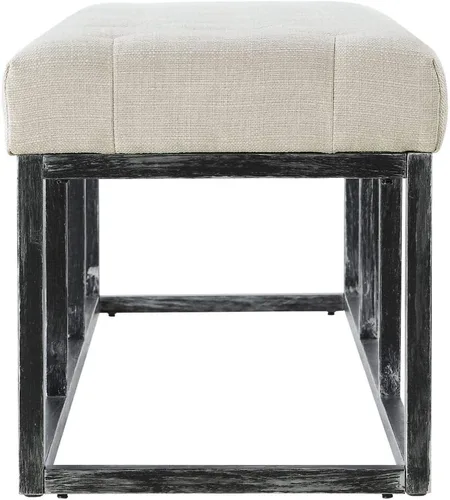 Vista 26 de 24KF Banco largo tapizado con patas de metal dorado, banco de terciopelo gris con asiento acolchado, gris