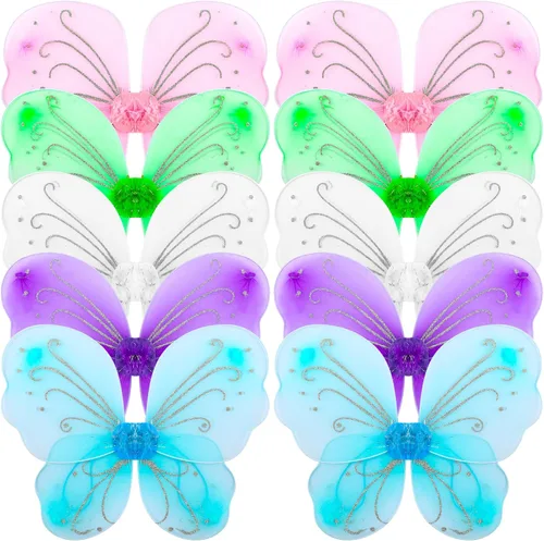 Vista 11 de Chivao 10 piezas de alas de hada, alas de mariposa, disfraz de cumpleaños, Navidad, Holloween decoración de fiesta