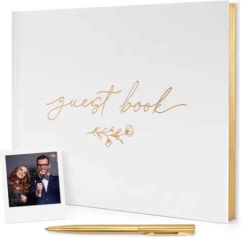 Vista 8 de Elegante libro de visitas de boda, libro de visitas para recepción de boda, quinceañera, despedida de soltera, cumpleaños, aniversario y eventos