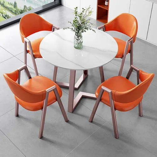 Vista 13 de YVYKFZD Office Reception Room Club Table, Round Conference Table for 4, Simple Kitchen Dining Table Set with Metal Legs, Small Conference Room Table