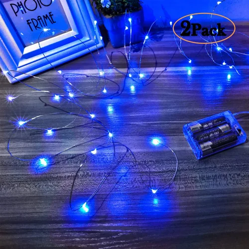 Vista 16 de Ariceleo Mini guirnalda de luces de Halloween que funcionan con pilas, 1 paquete de luces nocturnas de alambre de cobre, 3 luces AAA para Naranja