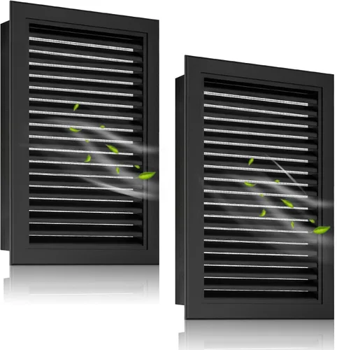 Vista 10 de Paquete de 2 Rejillas de Ventilación para Hastial de Aluminio de 20"x20" – Rejillas de Ventilación Modernas para Cobertizo y Ático para Flujo