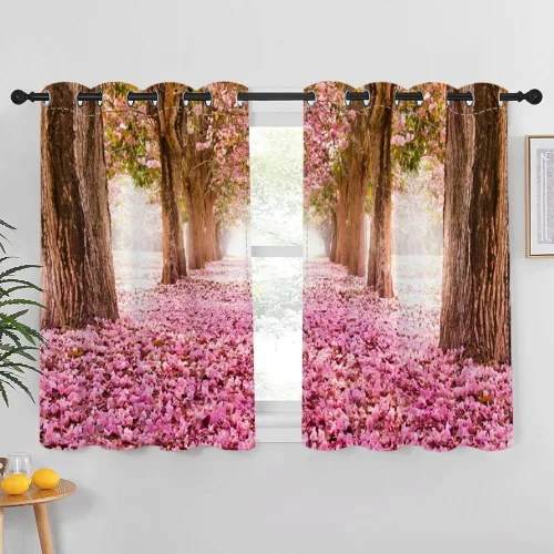 Vista 65 de Cortinas opacas para ventana con vista de cascada, día soleado, amanecer, primavera, paisaje natural, cortinas de ventana con aislamiento térmico