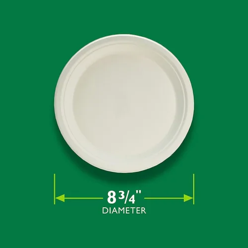 Vista 2 de Hefty EcoSave - Platos desechables, hechos de materiales a base de plantas, platos de papel resistentes y aptos para microondas, platos desechables