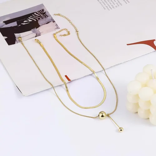 Vista 6 de Foxgirl Lariat - Collar de oro para mujer, delicado collar largo chapado en oro de 14 quilatesplata en forma de Y, collar de cadena de cuentas