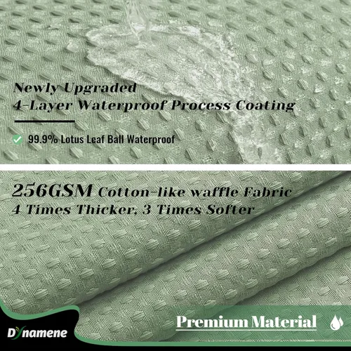 Vista 374 de Cortina de ducha de tela Dynamene verde oscuro - Cortinas de baño de tela de nido de abeja texturizadas resistentes, juego de cortinas de baño