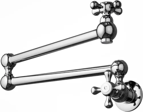 Vista 12 de Grifo de llenado de olla de latón para montaje en pared, estufa comercial, grifo plegable de cocina con brazos oscilantes de doble junta