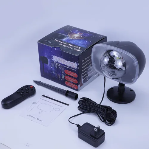 Vista 7 de Proyector de luces de nieve de Navidad, proyector de luz LED impermeable de FLEVO para interiores y exteriores, con efecto de nieve dinámico