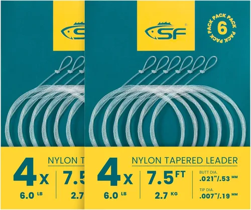 Vista 32 de SF Líder Cónico Pre-Atado con Lazo para Pesca con Mosca de Nailon Transparente para Trucha de Agua Dulce y Salada Bonefish Permit Lubina Salmón