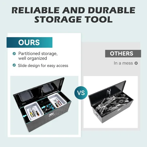 Vista 4 de Caja de herramientas de aluminio de 39 pulgadas de largo x 15 pulgadas de ancho x 14 pulgadas de alto, cajas de herramientas resistentes con 2