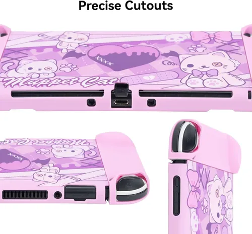 Vista 5 de GeekShare Funda protectora delgada compatible con Nintendo Switch OLED y Joy-Con - Absorción de golpes y arañazos - Muppet Cat