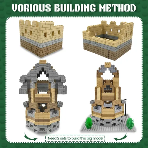 Vista 5 de Juego de ladrillos de construcción de perfil de mampostería, bloques de construcción que incluye piezas de ladrillo de construcción medianas, placa