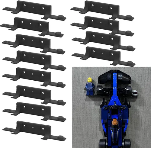 Soporte de pared compatible con juegos de Speed Champions, soporte de pared con base para coches de ladrillo y piloto/figura (12 piezas)