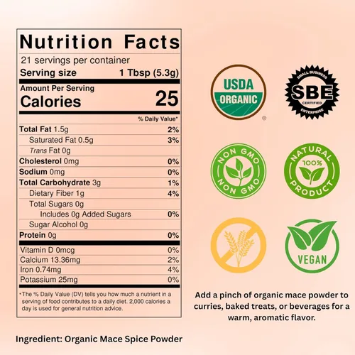 Vista 2 de SPICY ORGANIC Mace molido - 100% puro USDA orgánico - Especias de maza sin OMG -16 onzas
