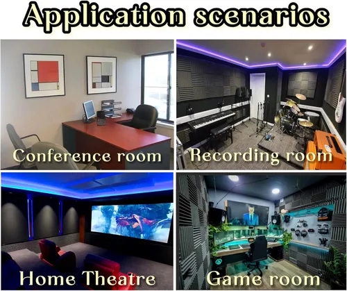 Vista 5 de Paquete de 6 paneles de espuma acústica de 12 x 12 x 2 pulgadas, paneles de pared acústicos con patrón de huevo, paneles de espuma acústica de Negro