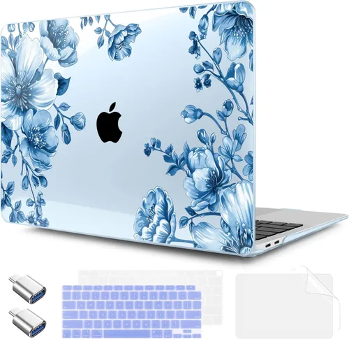 Vista 26 de TWOLSKOO Funda para MacBook Air de 13,3 pulgadas (versión antigua 2018-2021, modelos: M1 A2337, A2179, A1932) - Carcasa rígida con protector de Flor
