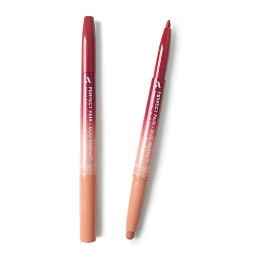 Vista 13 de Absolute New York ALD01 Perfect Pair Lip Duo - Labios más completos y más fuertes, sombra más profunda para contornear labios, lápiz labial satinado