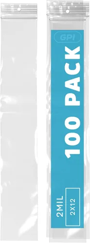 Vista 21 de GPI - 2 x 2 pulgadas - Paquete de 100 bolsas de plástico transparente con cierre de cremallera de 2 mil de grosor, agujero para colgar, bolsas