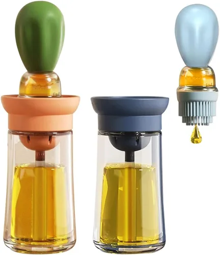 Vista 17 de TINMIX T-OB21 - Dispensador de aceite con cepillo, 2 unidades, 6.1 fl oz, botella dispensadora de aceite de oliva de vidrio con cepillo para untar