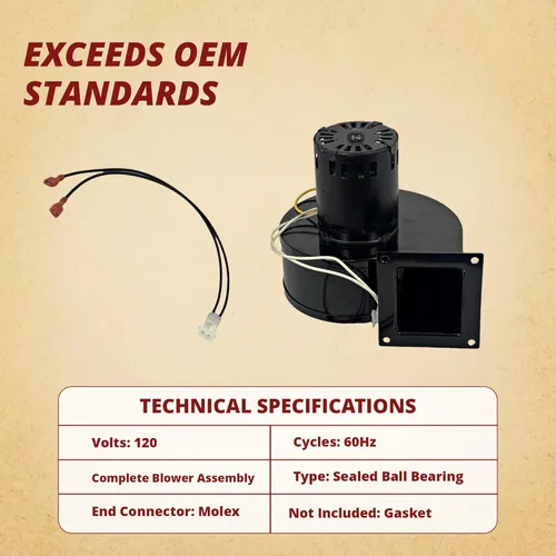 Vista 2 de Enviro EF-002, Hudson River GF55-003, Regency & VistaFlame Ventilador de sala de convección Soplador de distribución compatible con los modelos EF2