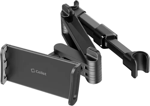 Cellet Soporte universal para reposacabezas de coche para tabletas y teléfonos, soporte giratorio de 360° para tableta con brazo extensible,