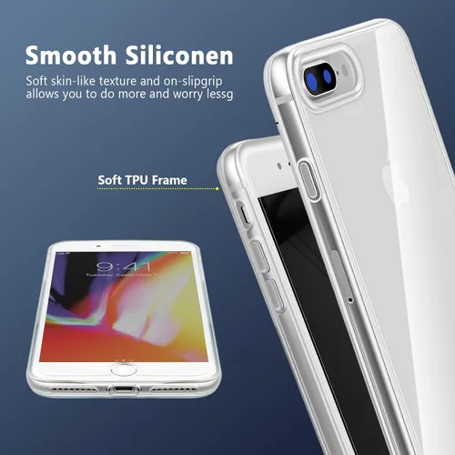 Vista 5 de FanTEK Compatible con iPhone 7 Plus, iPhone 8 Plus de 5.5 pulgadas, fundas de teléfono TPU de cristal transparente suave