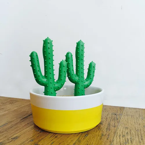 Vista 6 de Waggo Silly Succulent - Juguete de cactus verde para perros flotando en el agua y contiene chirriante