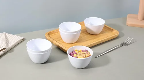 Vista 7 de Amazon Basics Tazón redondo de melamina, 8 oz, blanco, juego de 6 piezas