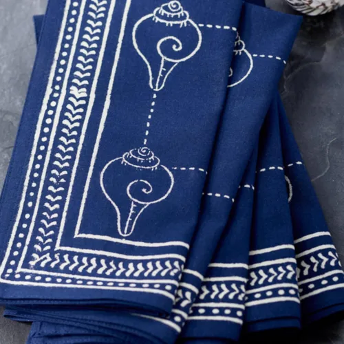 Vista 18 de Saffron Marigold 100% White Cotton Dinner Napkins, Set of 6, Hand Printed Enchanted - CP Design, Fair Trade, Washable Cloth Napkins for Parties &