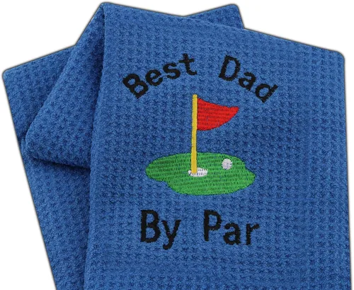 Vista 6 de JXGZSO Toalla de golf bordada para papá, toalla de golf bordada con clip (Best Dad by par)