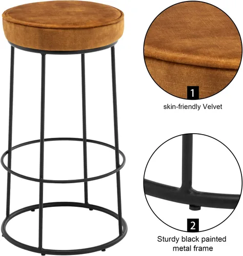 Vista 4 de DUHOME Juego de 2 taburetes de bar, taburete de cocina, taburetes de bar modernos de altura de mostrador, sillas de comedor para desayuno, taburete