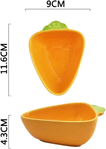 Vista 2 de luzen 2 cuencos creativos de zanahoria, cuencos de cerámica para salsa de soja, platos de frutas pequeñas, postre aperitivo, cuencos para servir