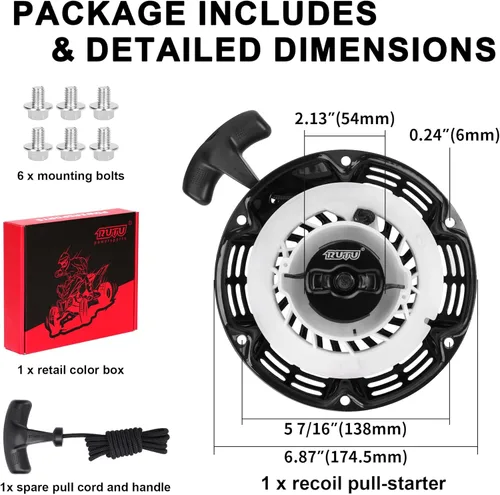 Vista 3 de Arrancador de retroceso para Predator 212 Coleman BT200X con carcasa más gruesa, repuesto de montaje de arranque RUTU Pull para Honda GX160 GX200