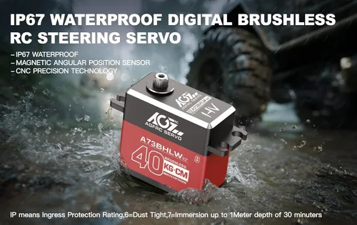 Vista 6 de AGFRC 40 kg impermeable RC-Servo de dirección de alto par - Servo digital sin escobillas de engranaje metálico completo para coche RC 1/10, ángulo