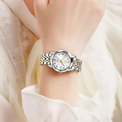 Vista 4 de OLEVS Reloj de pulsera para mujer, pequeño reloj de pulsera de acero inoxidable para mujer, reloj analógico de cuarzo para mujer