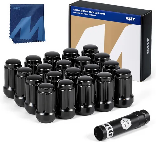 Vista 8 de OMT - Paquete de 32 tuercas de rueda 9/16-18, tuercas negras de 9/16 x 18 pulgadas de alto, asiento de cono de transmisión con enchufe compatible