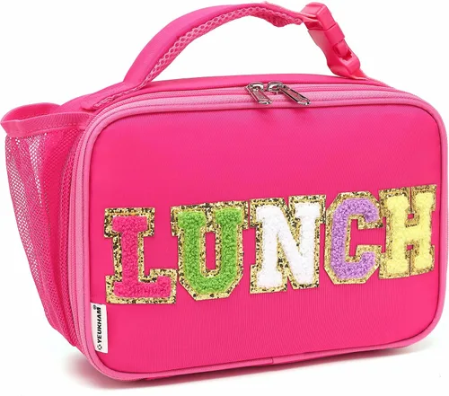 Vista 18 de Flowfly - Lonchera para niños, bolsa escolar aislada duradera con correa de hombro y soporte para botellas, minihielera térmica resistente al agua