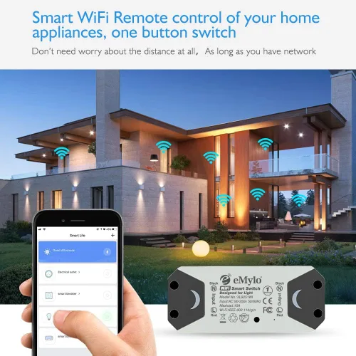 Vista 3 de eMylo - Interruptor WiFi, módulo de relé inalámbrico inteligente de 2.4 GHz, interruptor de luz Wi-Fi, módulo de control remoto inteligente básico
