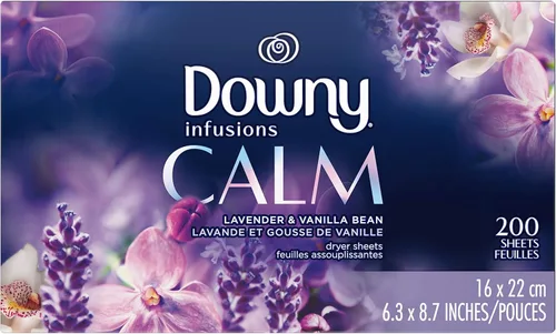 Vista 10 de Downy Infusions Mega Toallitas para Secadora, Suavizante de Telas para la Lavandería, BLISS, Ámbar y Rosa, 130
