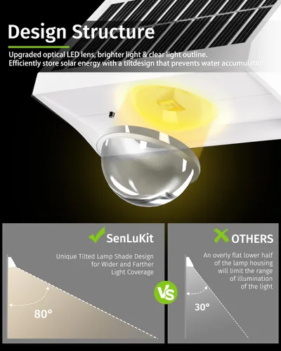 Vista 7 de Luces solares para valla al aire libre, impermeables, LED de alto brillo con lente spot, luces para cubierta, 7 modos blanco cálido y frío RGB