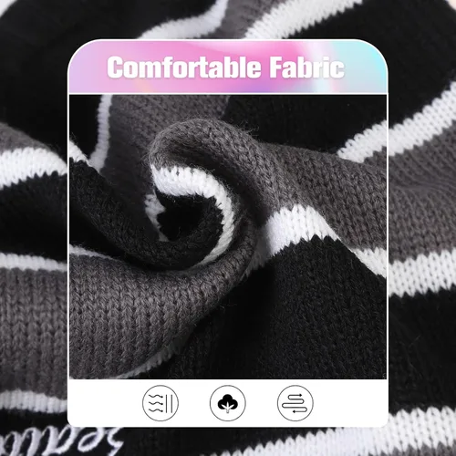 Vista 4 de BEAUTYZOO Suéter para perro pequeño, suéteres a rayas para mascotas, ropa de perro de otoño e invierno, suéter de cuello alto para perros pequeños
