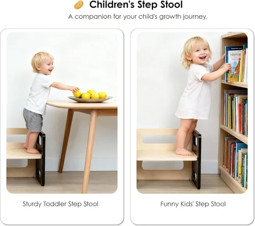 Vista 5 de Montessori - Juego de mesa y silla de destete – Diseño ajustable para niños pequeños, ideal para la hora de comer, aprender y jugar, color negro