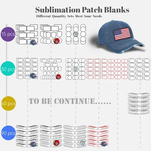 Vista 6 de Parches de sublimación - Parches en blanco para planchar de tamaño interno mejorado para manualidades DIY, sombreros, gorras, mochilas, uniformes